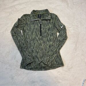 Nike Pro Hyperwarm Quarter Zip Women’s Small Green Camo Athletic Pullover